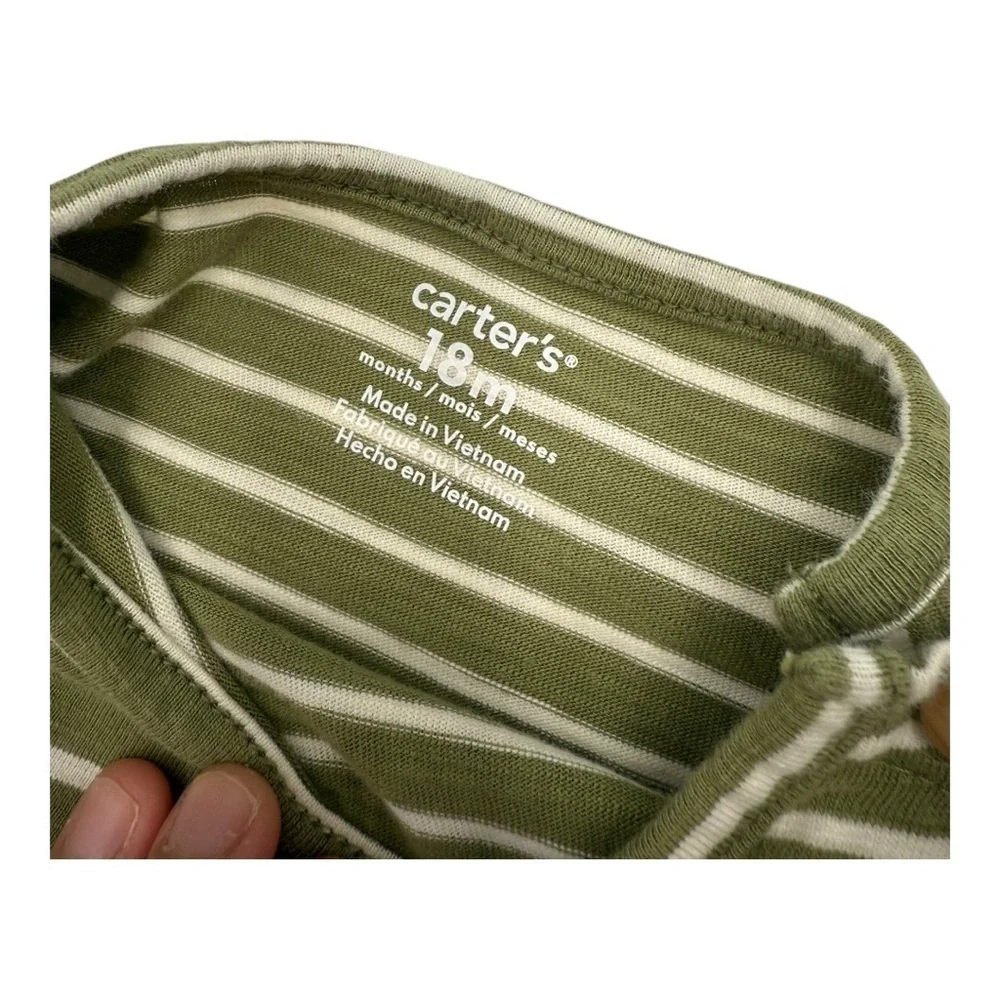 Carter's Olive Green Striped Baby Long-Sleeve Bodysuit
